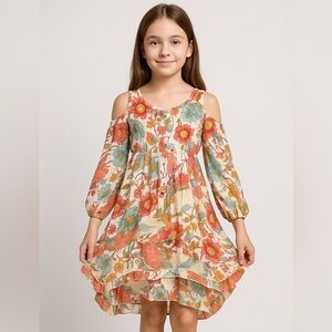 Mimi & Maggie cold shoulder dress girls Sz 6